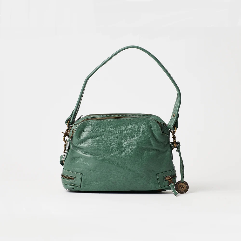 Willa Verde Pebbled Leather Crossbody Bag - Verde Green - Picture 3 of 11